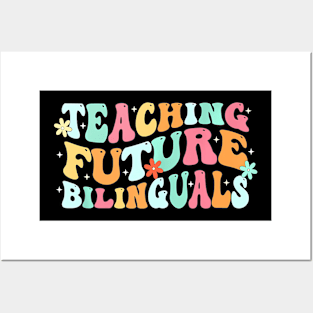 Groovy Spanish Teacher Bilingual Women Posters and Art